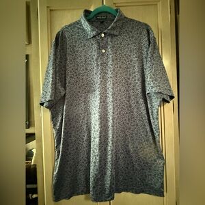 Peter Millar men’s XL blue floral patterned golf shirt, good used condition